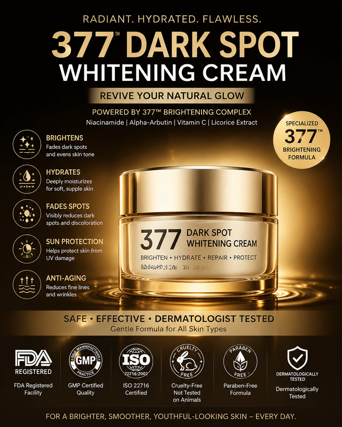 🔥Limited Time Deal: Buy 1 Bottle, Get 1 FREE! SYM WHITE 377 Brightening SPF Face Cream - Dark Spot, Hydration & AntiWrinkle Care