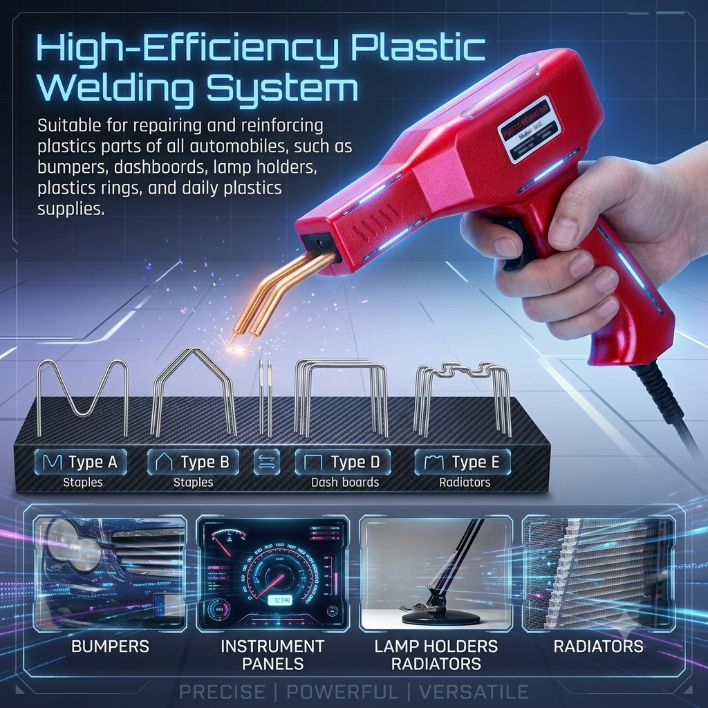🔧 Handheld Car Plastic Welding Repair Tool (200 Staples Included)