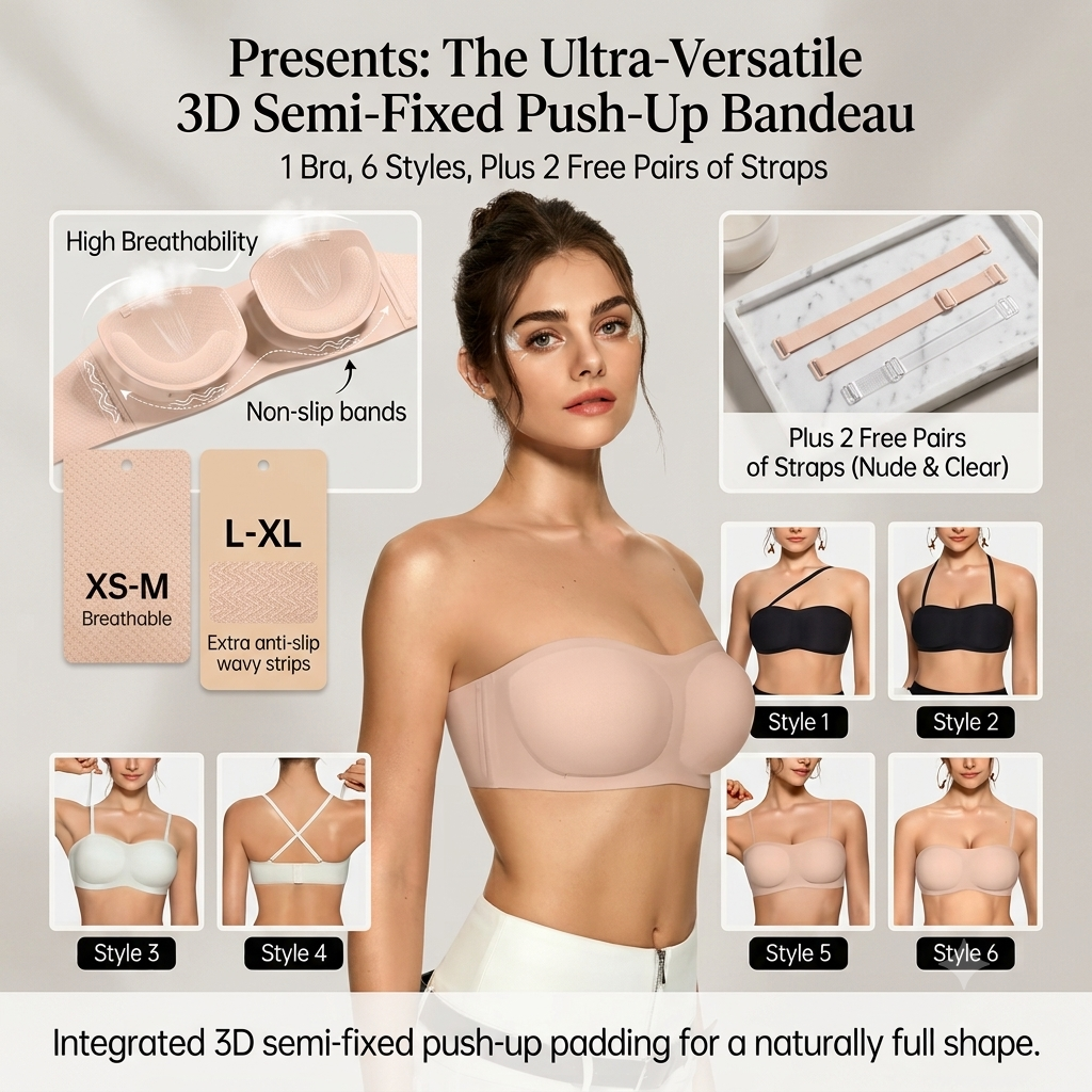 ✨🍀Women's Strapless Bra | Push-up & Anti-slip | Breathable & Comfortable Jelly Bra💃⛱️