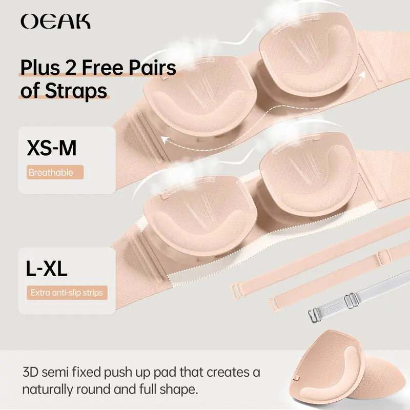 ✨🍀Women's Strapless Bra | Push-up & Anti-slip | Breathable & Comfortable Jelly Bra💃⛱️